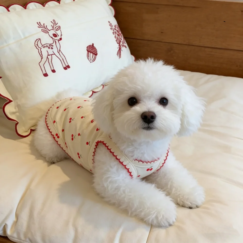 regata para cães com estampa de cereja