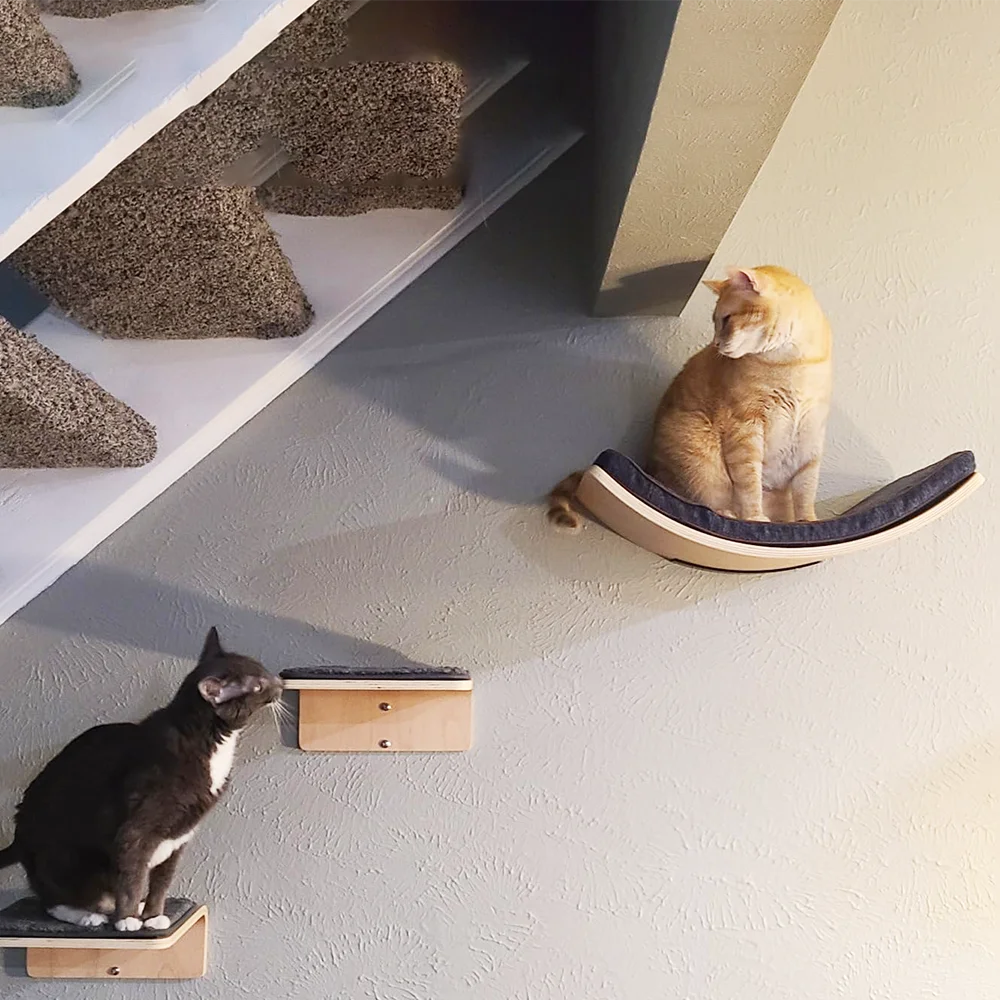 Prateleira de Parede para Gatos com Cama Curvada e Degraus - Imagem 4