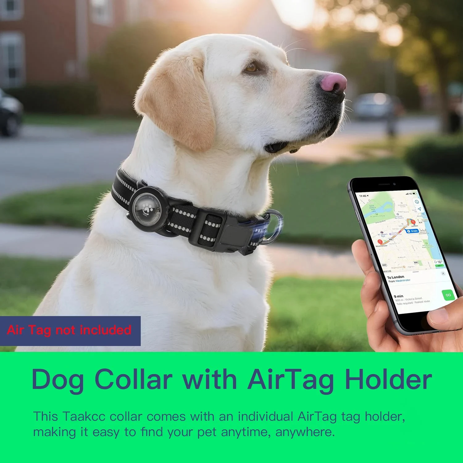 Coleira para Cães com Suporte AirTag e Faixa Refletiva - Imagem 5