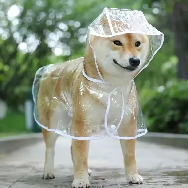 Capa de Chuva para Cães Transparente com Capuz em PVC - Imagem 4