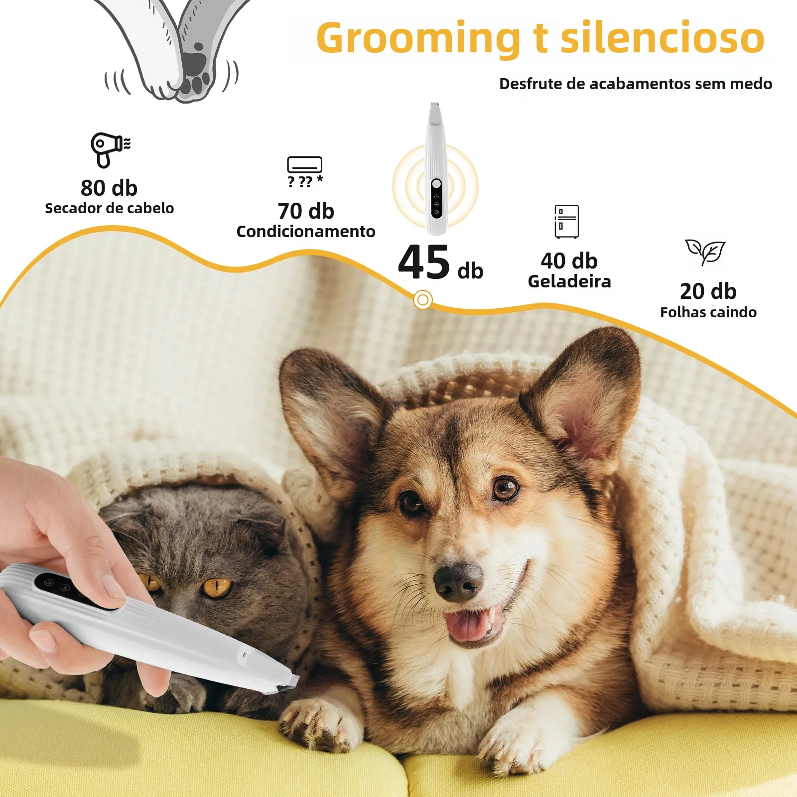 Aparador de Patas para Cães e Gatos com LED e Lâmina de 9 mm - Imagem 5