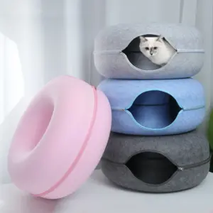 túnel e cama donut para gatos