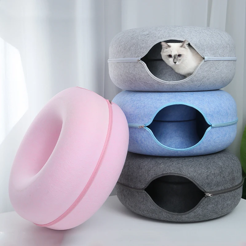 túnel e cama donut para gatos