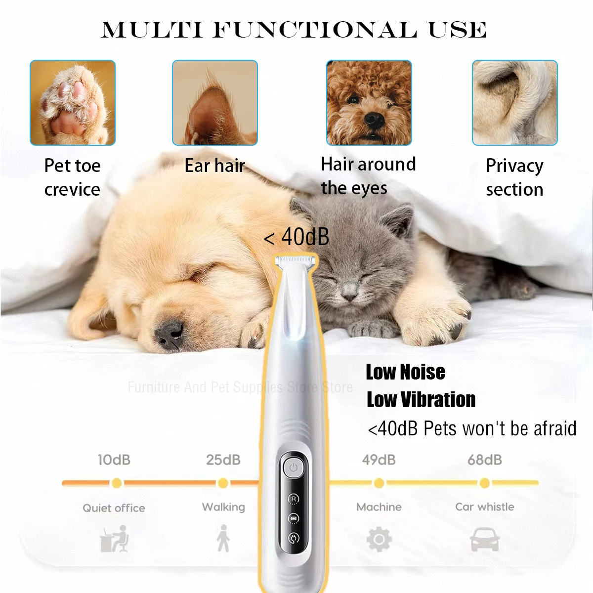 Aparador de Pelos para Cães com Luz LED e Lâmina de 18mm - Imagem 4