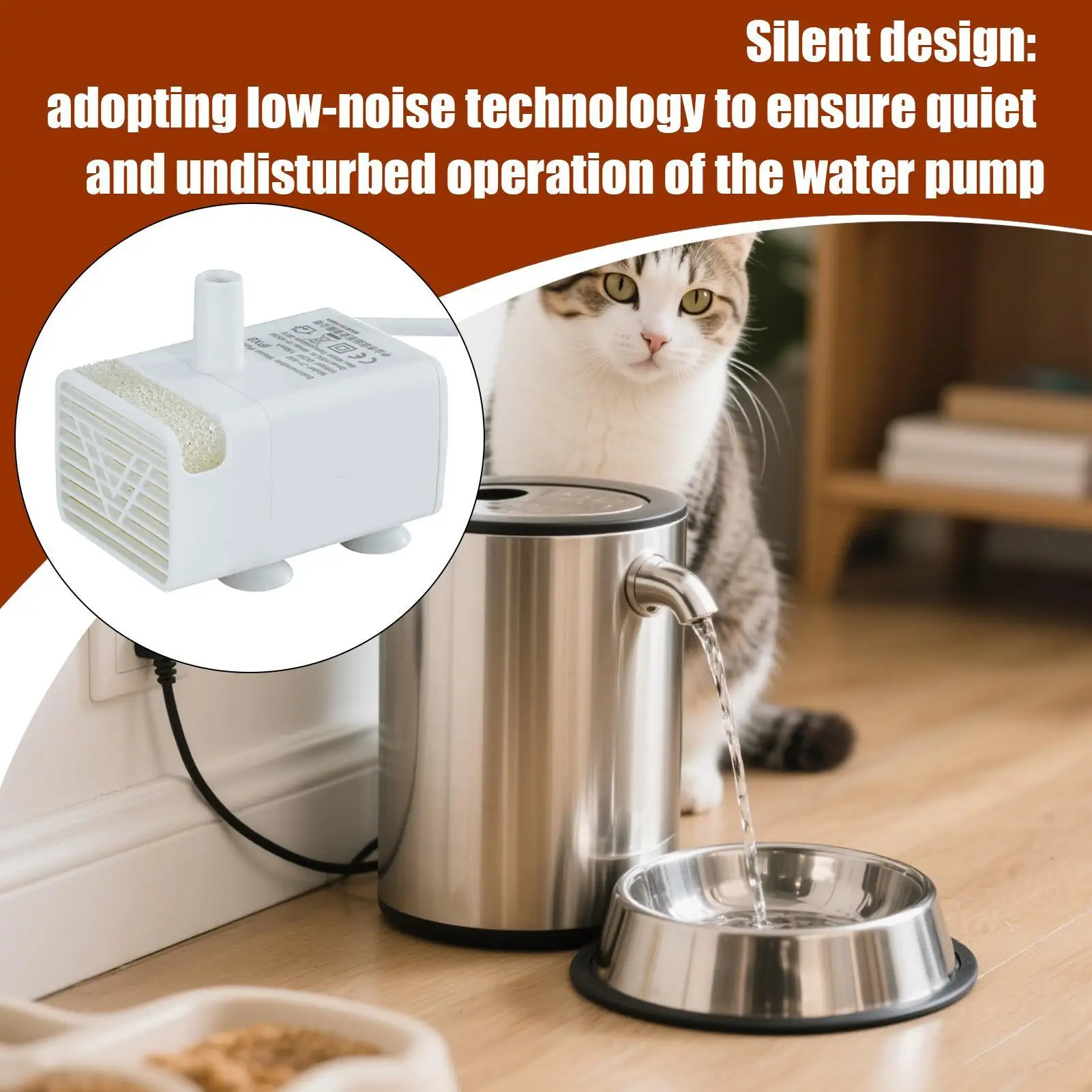 Bomba Submersível para Fonte de Água USB para Gatos Silenciosa - Image 3