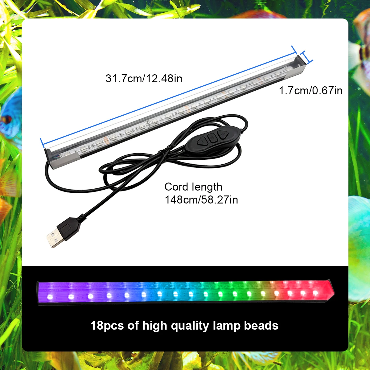 Luz LED RGB para Aquário USB com 7 Cores Decorativas - Imagem 2