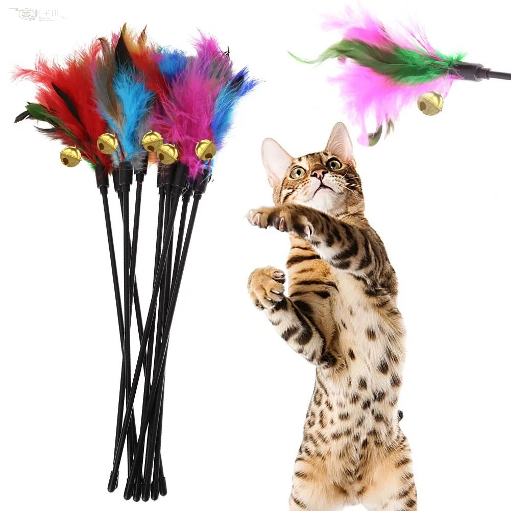 Kit 5 Varinhas Interativas para Gatos com Penas Naturais e Sino - Imagem 2