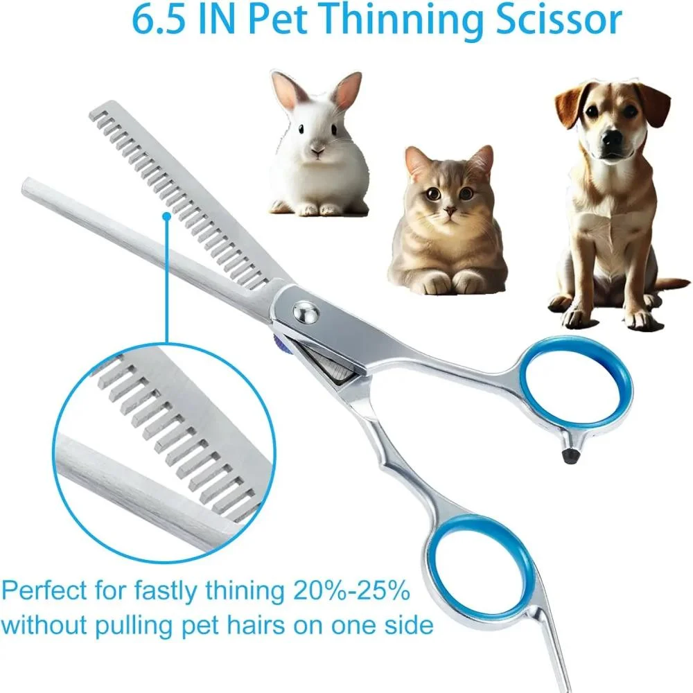 Conjunto de Tesouras para Tosa de Cães e Gatos em Aço Inoxidável com Estojo - Imagem 5