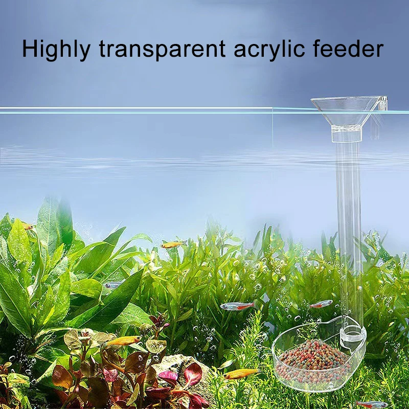 Alimentador de Aquário Acrílico 22 cm Transparente com Escova de Limpeza - Image 3