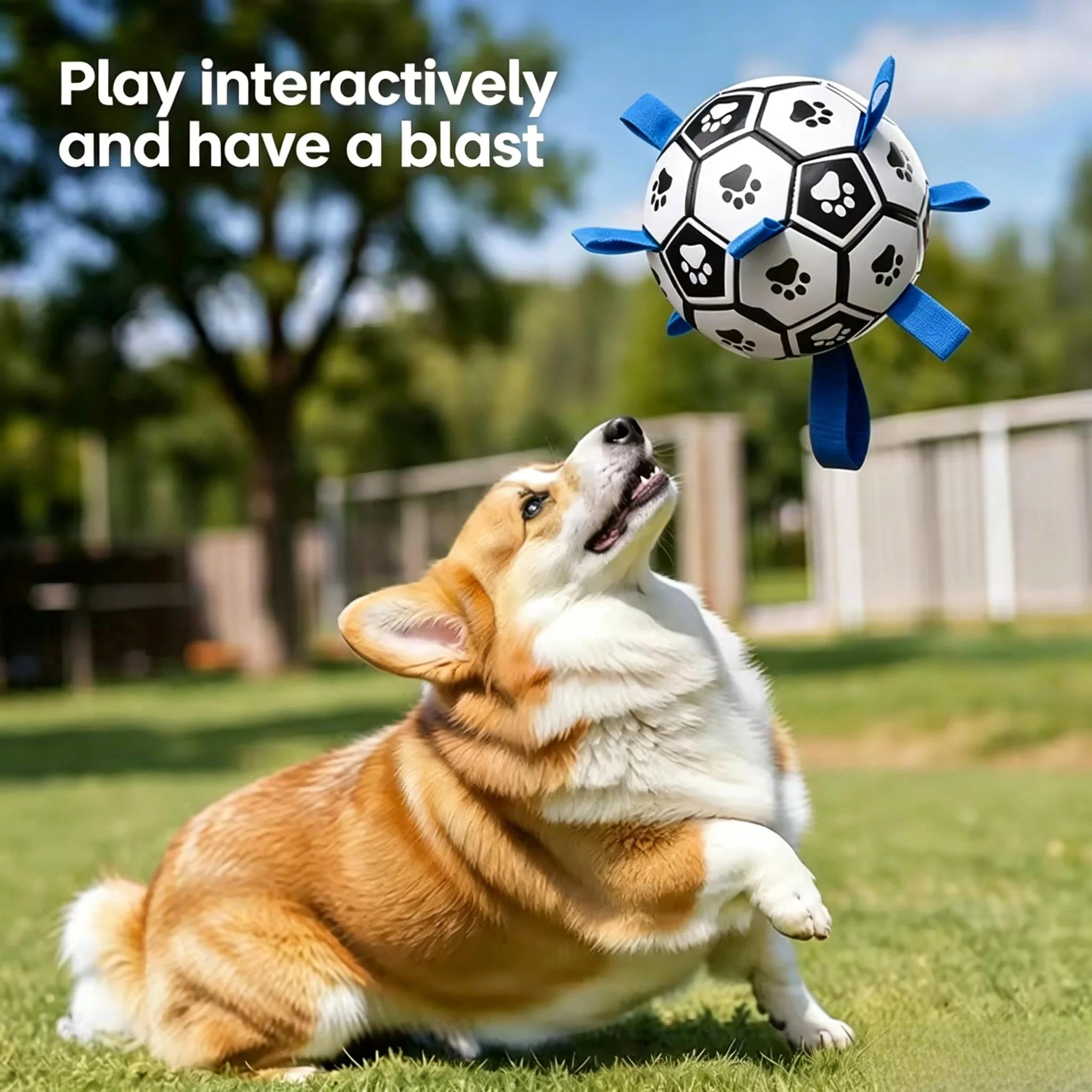 bola de futebol para cães com alças