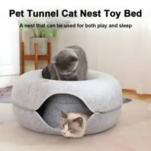 túnel cama para gatos de feltro dobrável