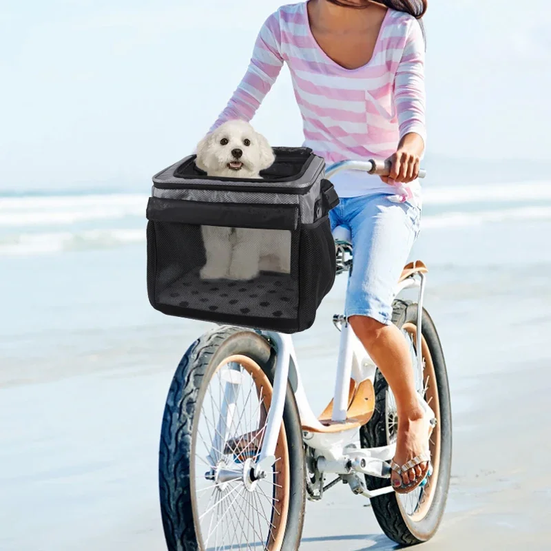 Cesta de Bicicleta para Cães e Gatos Expansível com 4 Portas - Image 5