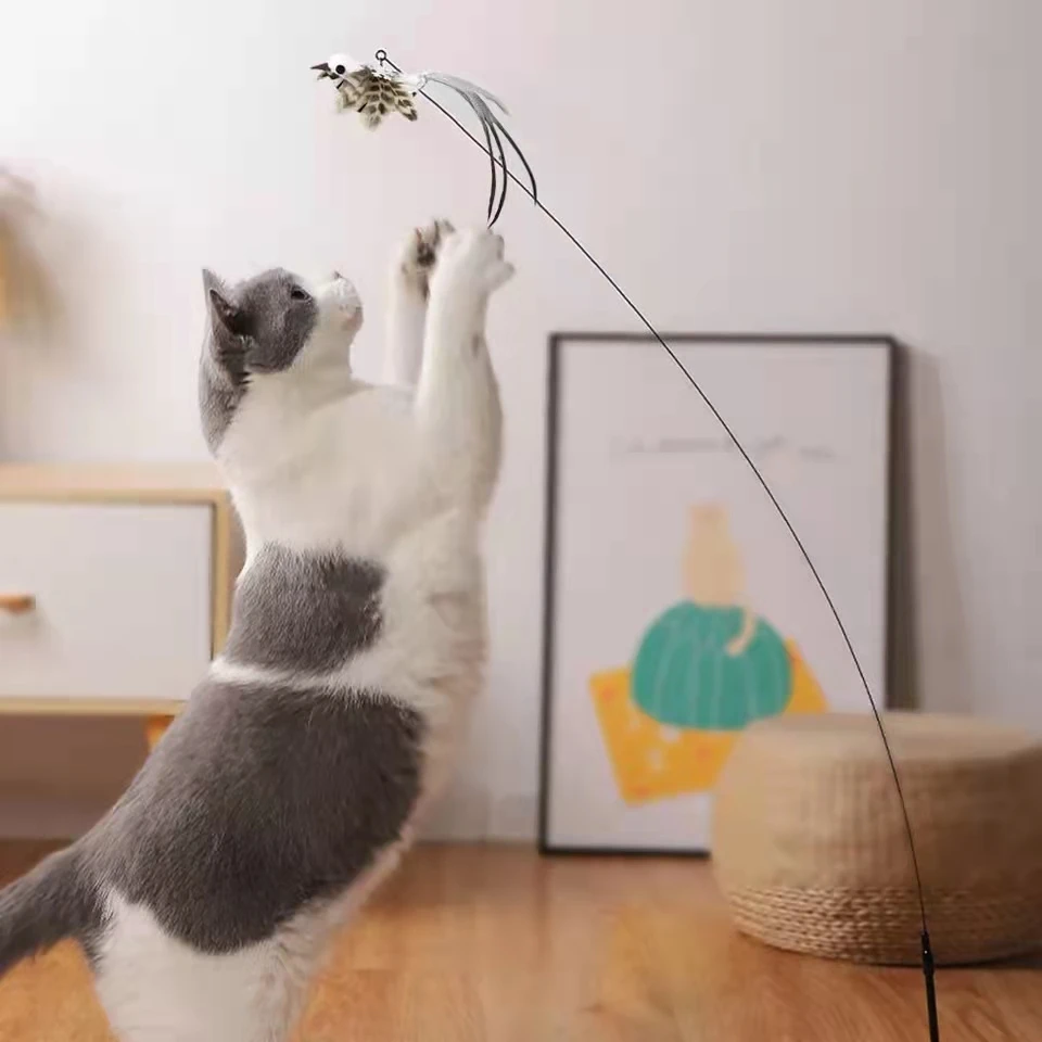 Brinquedo Varinha para Gatos com Pena e Sino Interativo - Imagem 5