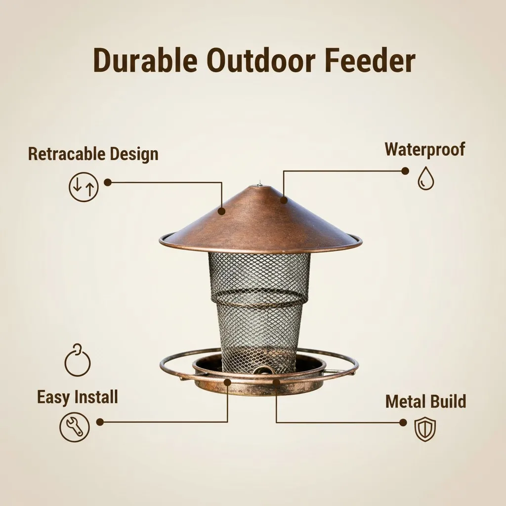 Comedouro para Pássaros de Metal para Jardim Grande Capacidade - Imagem 6