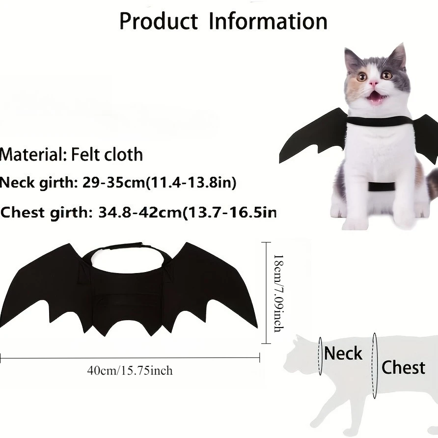 Fantasia Asas Morcego para Cães e Gatos Pequenos Ajustável - Image 4