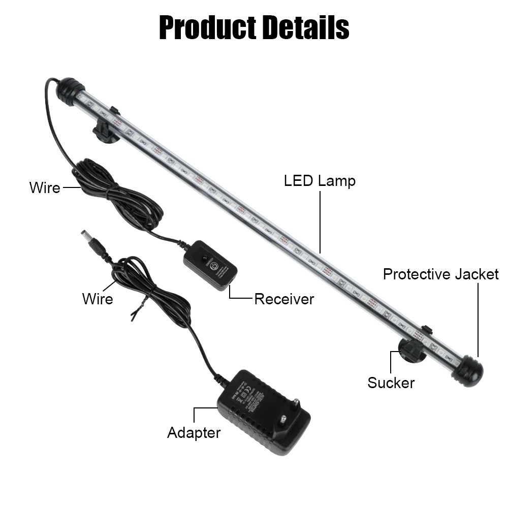 Barra de LED para Aquário Submersível 48cm RGB com Controle Remoto - Imagem 5