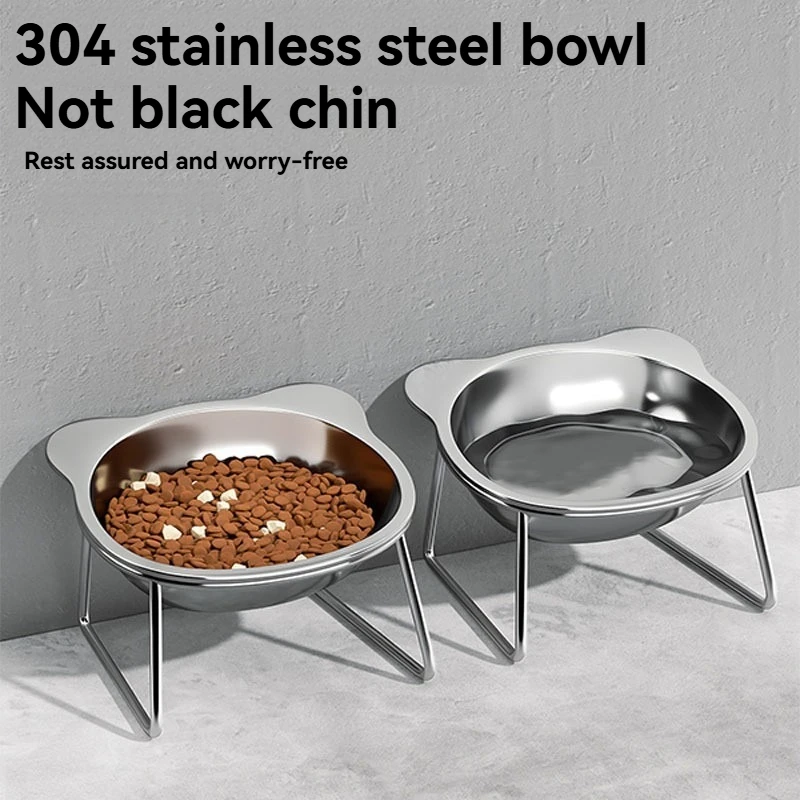 Tigela Inox para Cães e Gatos com Suporte Elevado Inclinado Antiderrapante - Imagem 4
