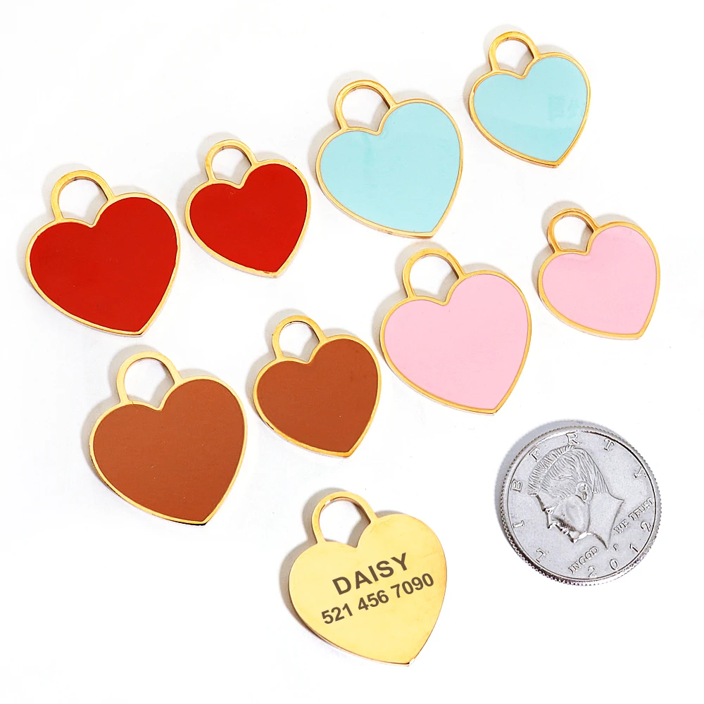 Etiqueta de Identificação Coração para Cães e Gatos Personalizável - Imagem 2