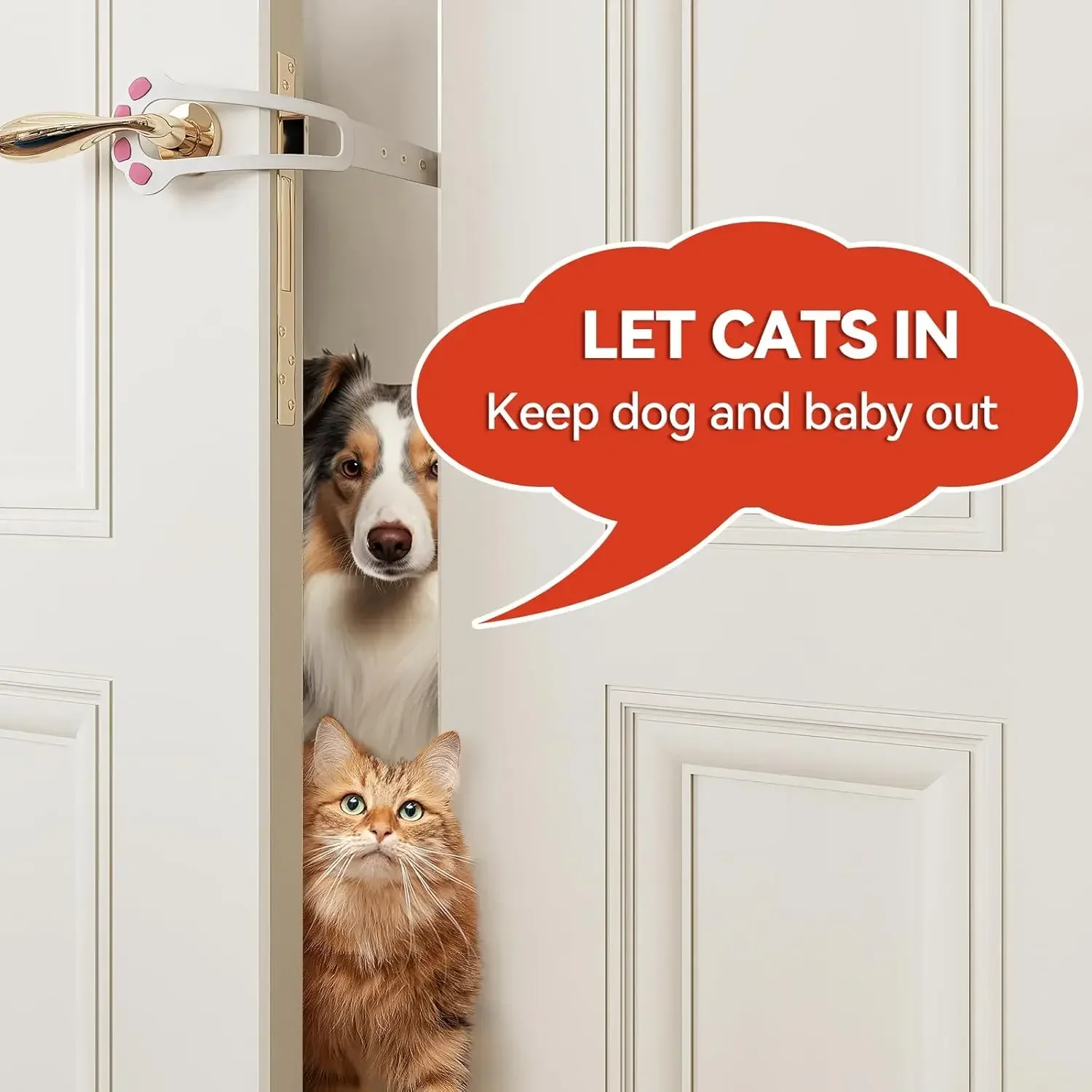 Trava de Porta para Gatos e Cães Ajustável Elástica Branca - Imagem 3