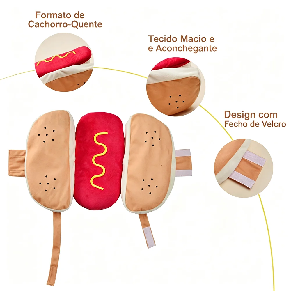 Fantasia Hot Dog para Cães em Poliéster para Festas - Imagem 3