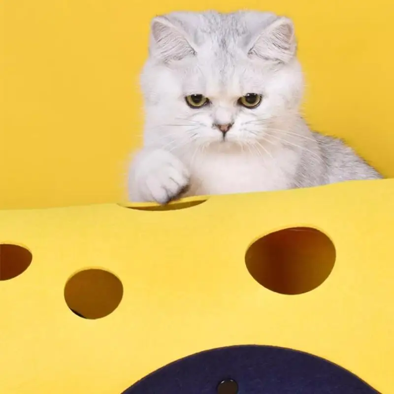 Brinquedo Modular para Gatos de Feltro Dobrável com Pompom - Image 3