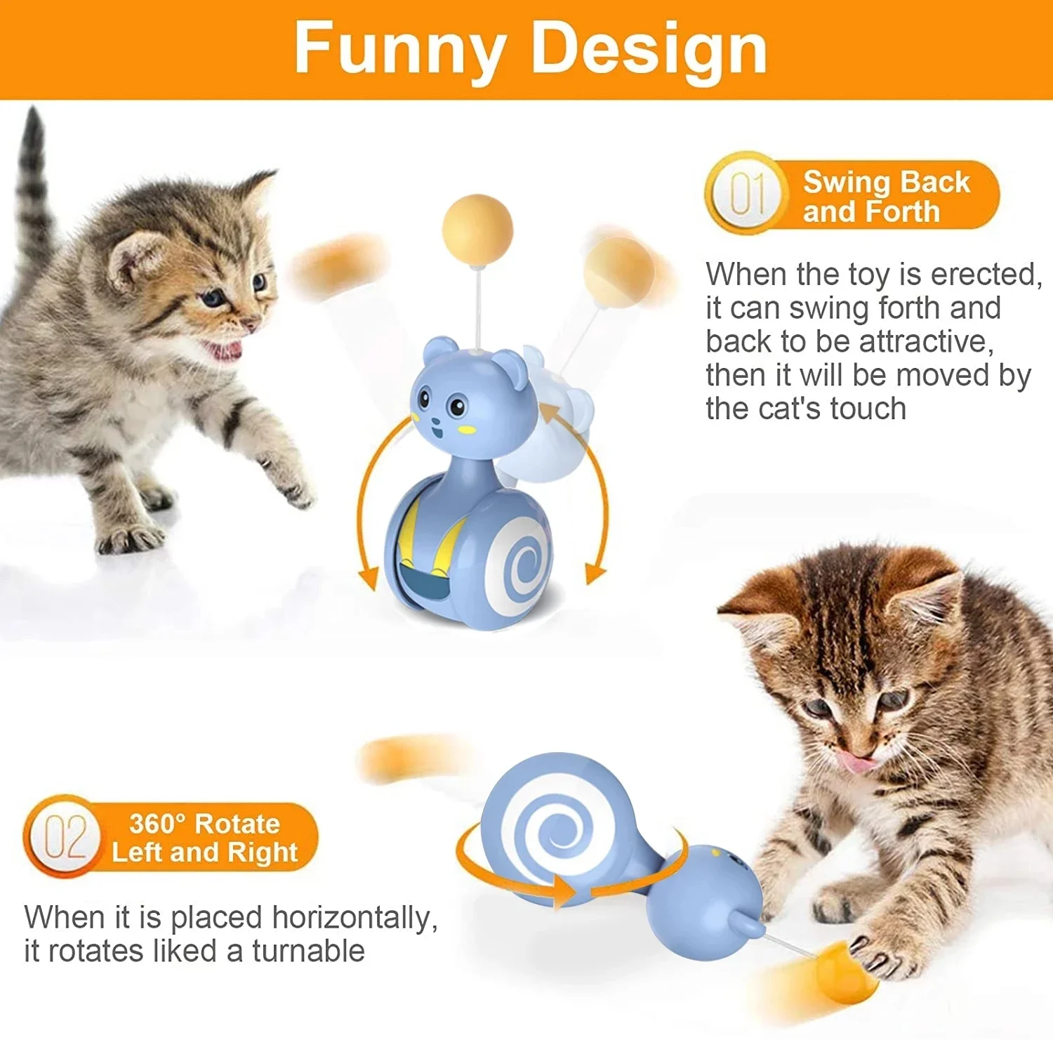 Brinquedo para Gatos com Pena Rotativa e Bola Giratória - Imagem 3