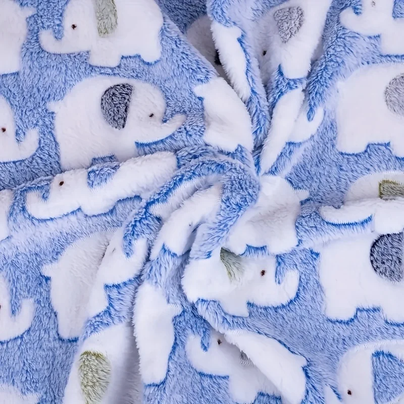 Cobertor de Flanela para Cães e Gatos Azul Estampa Elefante - Imagem 6