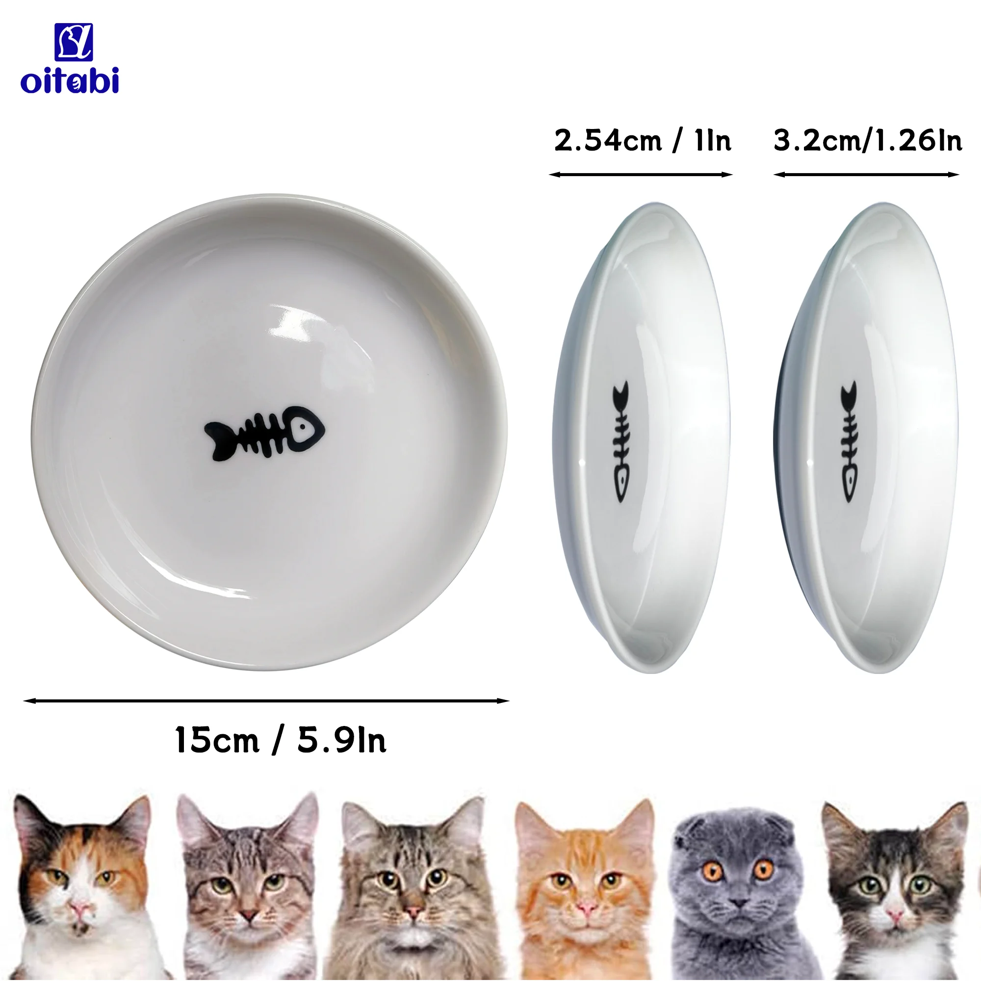 Tigela Oitabi para Gatos de Cerâmica com 96 ml e Base de Silicone - Imagem 2