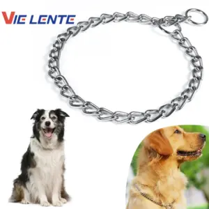 coleira deslizante de aço inoxidável para cães