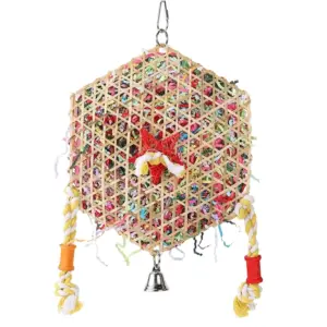 brinquedo para pássaros rattan e papel picado