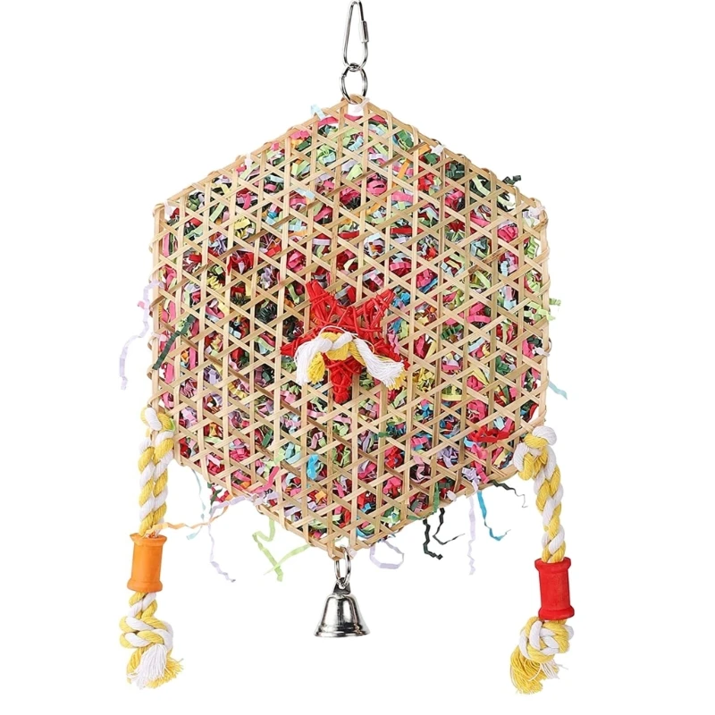 brinquedo para pássaros rattan e papel picado