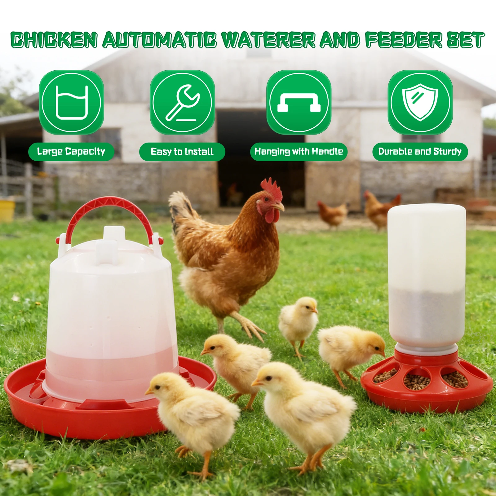 Bebedouro e Comedouro Automático para Aves 1L/1kg para Galinhas - Imagem 6