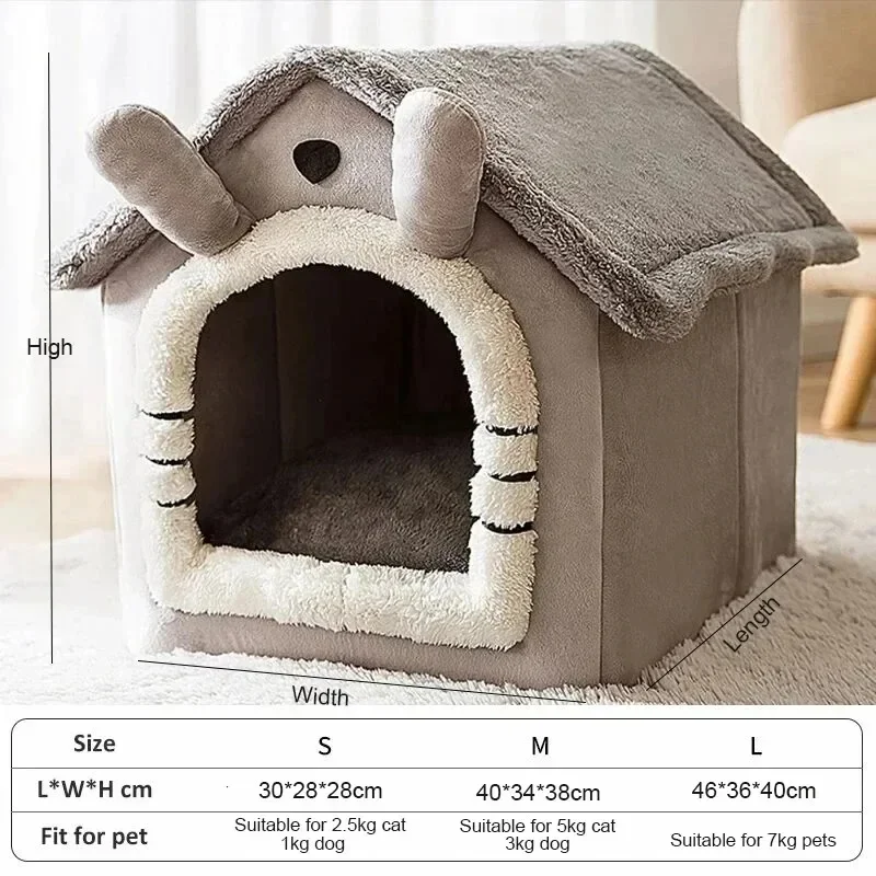 Cama Tenda para Gatos e Cães Pequenos com Almofada Removível e Lavável - Image 2