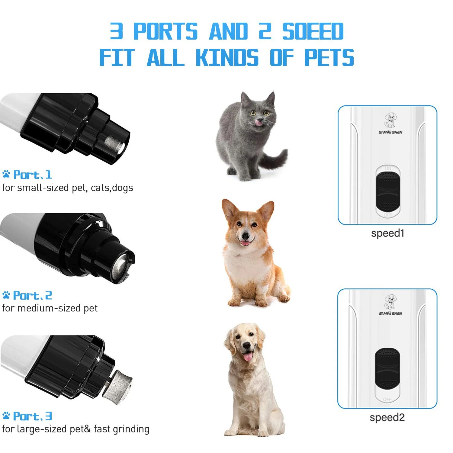 Moedor de Unhas para Cães e Gatos Recarregável USB Baixo Ruído - Imagem 3