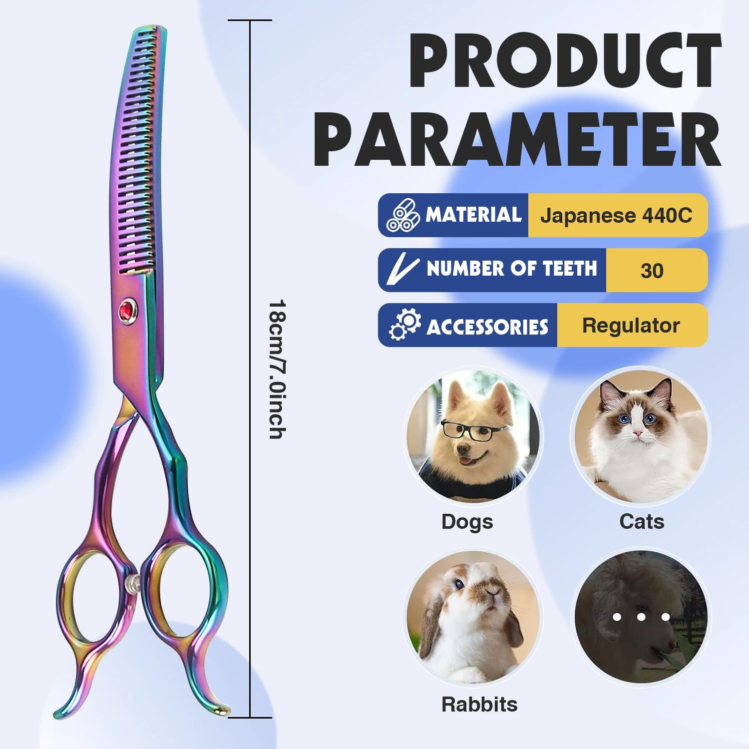 Tesoura Curvada para Tosa de Cães e Gatos Dupla Face - Imagem 2