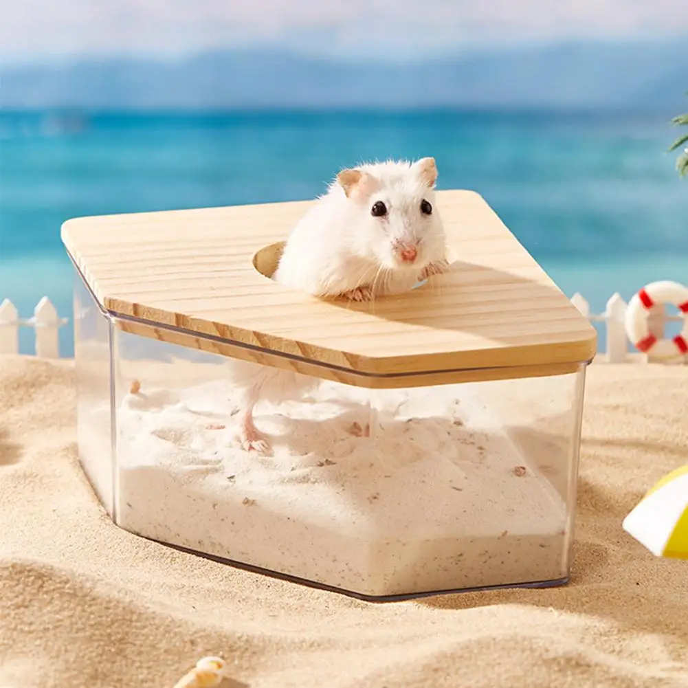 Caixa de Banho para Hamster Acrílico Transparente com Tampa Removível - Imagem 4
