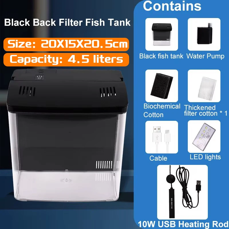 Mini Aquário para Peixes de Mesa com Filtro Traseiro e Luz LED - Imagem 6