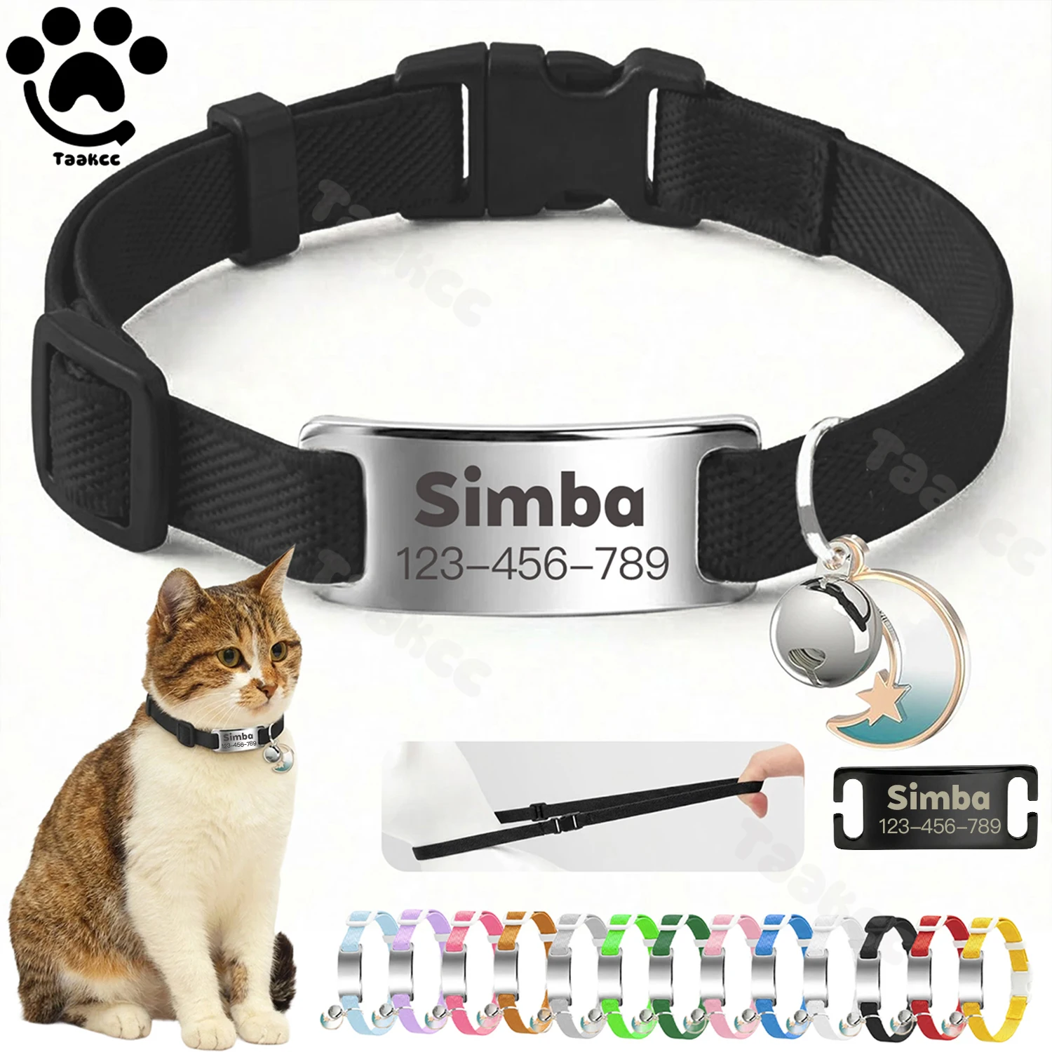 coleira elástica para gatos personalizada