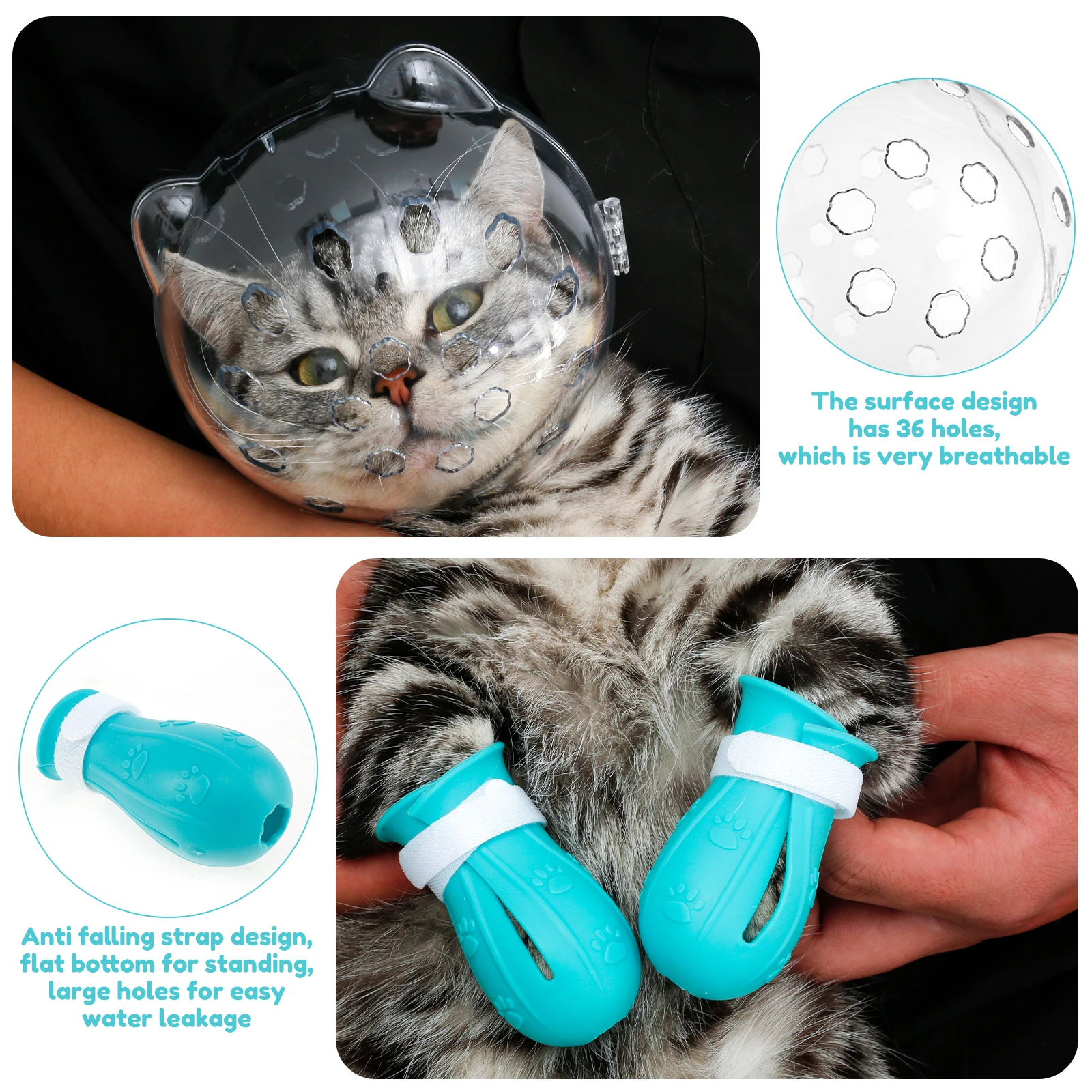 Focinheira para Gatos de PET Transparente com 36 Furos Respiráveis - Image 3