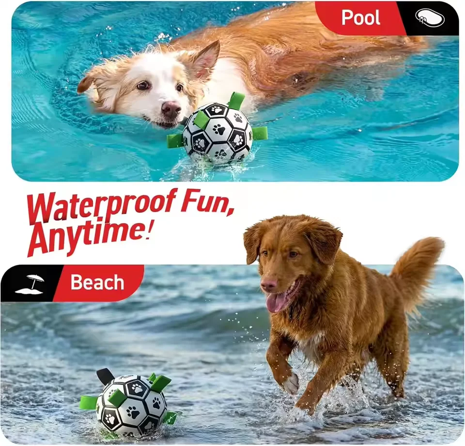 Bola de Futebol para Cães Flutuante com Alças para Mastigadores - Imagem 6