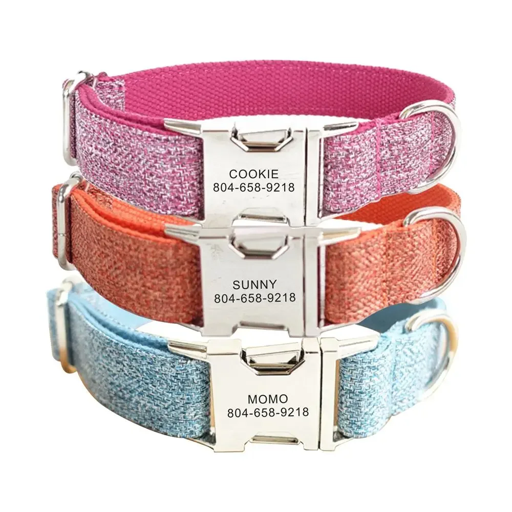 Coleira Personalizada para Cães de Nylon com Placa de Identificação Gravada - Image 2