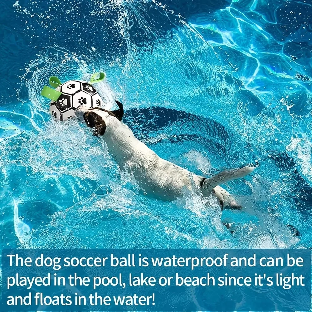 Bola de Futebol para Cães Flutuante com Alças para Mastigadores - Imagem 4
