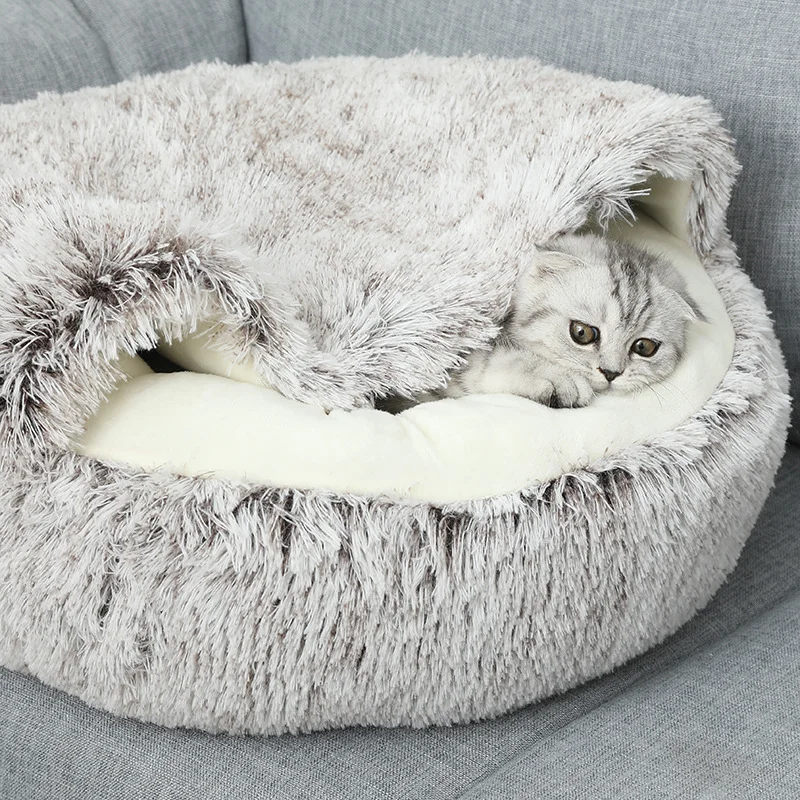 Cama Redonda para Gatos e Cães Pequenos de Pelúcia Macia - Image 4