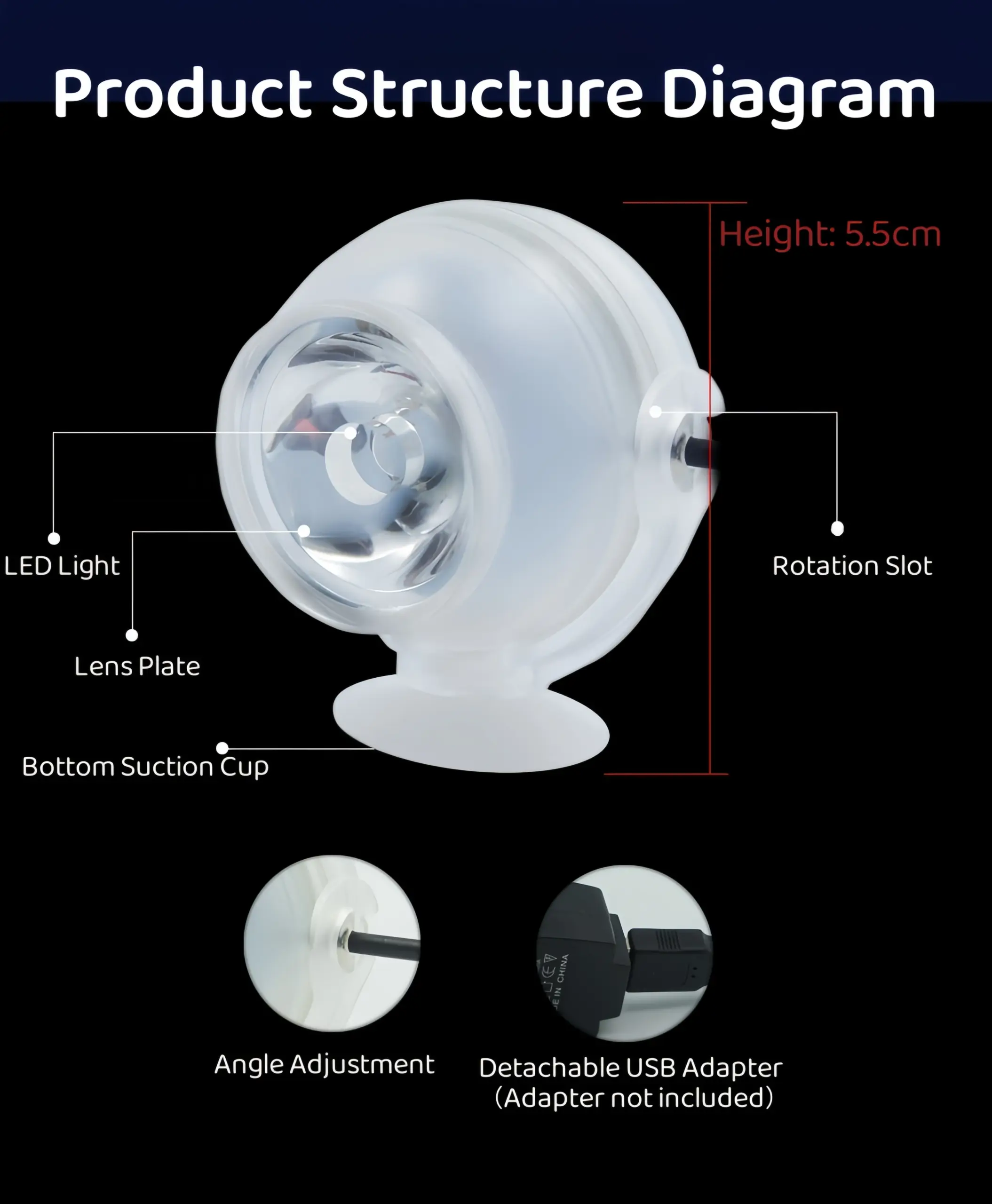 Luz LED para Aquário USB 1W 360° Rotativa com Ventosa - Image 3
