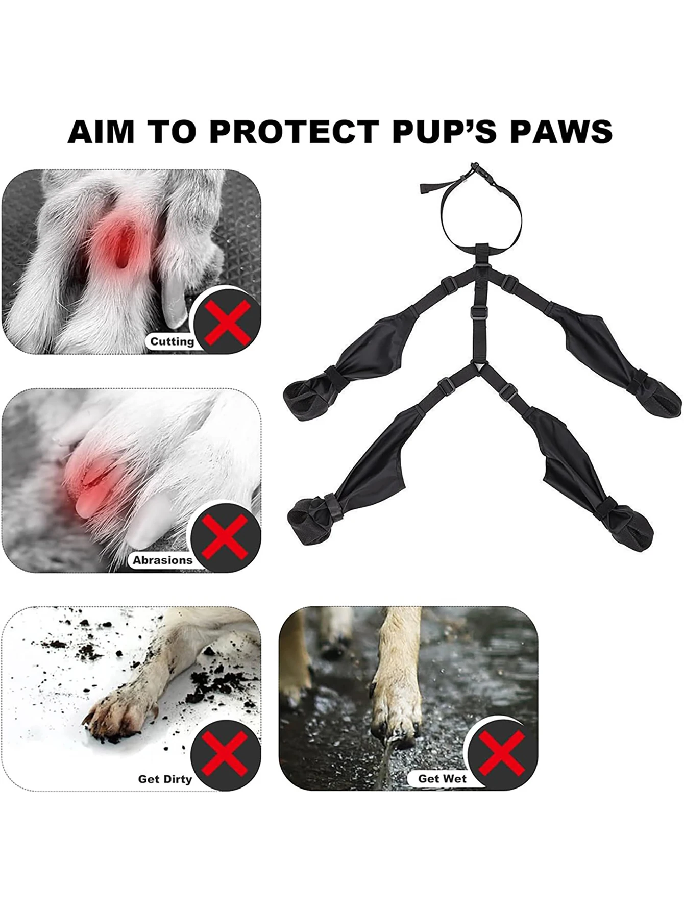 Botas para Cães Pequenos e Médios Impermeáveis com Cadarço Ajustável - Imagem 5