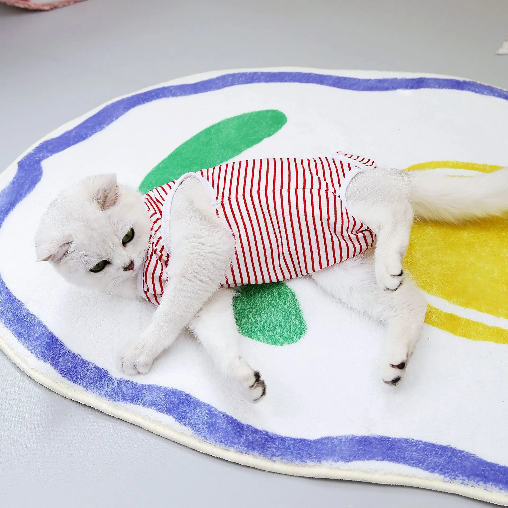 Roupa Cirúrgica para Gatos Listrada com Proteção Pós-Parto - Imagem 3