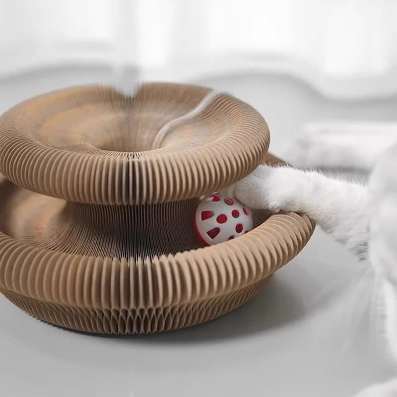 Brinquedo Arranhador para Gatos de Papelão Ondulado com Bola - Imagem 4