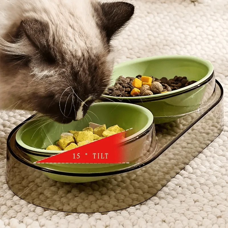 Comedouro Duplo Elevado para Cães e Gatos Pequenos com Suporte Antiderrapante - Imagem 3