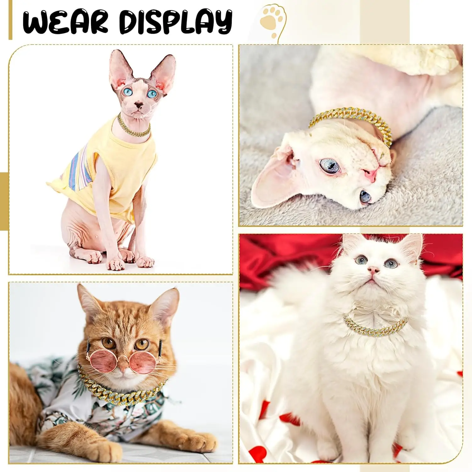 Coleira de Corrente para Cães e Gatos de Liga de Cobre Dourada - Image 5