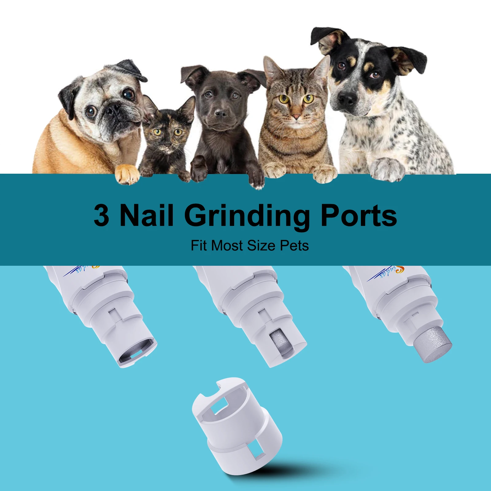 Moedor de Unhas para Cães Recarregável USB com 2 Velocidades - Imagem 2